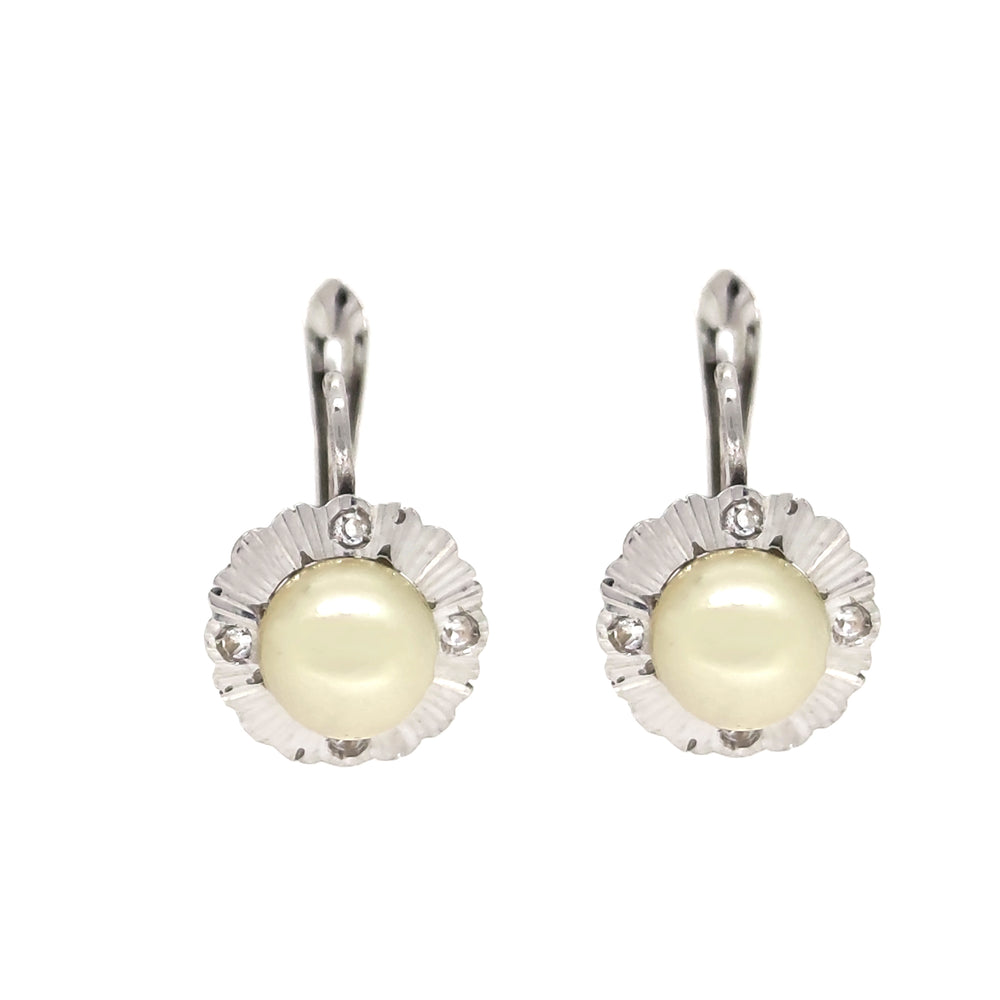 18 carati Oro bianco - Orecchini - Perle Akoya 7.20 mm - Zircon