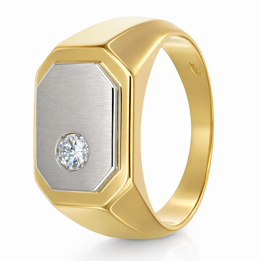 Anello - 18 carati Oro giallo, Oro bianco - 0.15ct. tw. Diamante (Naturale)