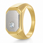 Anello - 18 carati Oro giallo, Oro bianco - 0.15ct. tw. Diamante (Naturale)