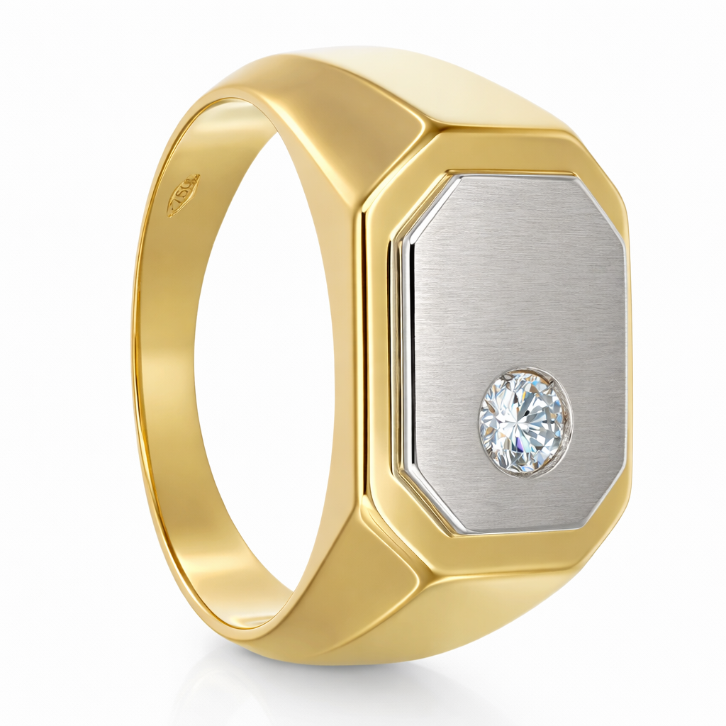 Anello - 18 carati Oro giallo, Oro bianco - 0.15ct. tw. Diamante (Naturale)