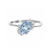 Anello - 18 carati Oro bianco - 0.91ct. tw. Acquamarina - Diamante