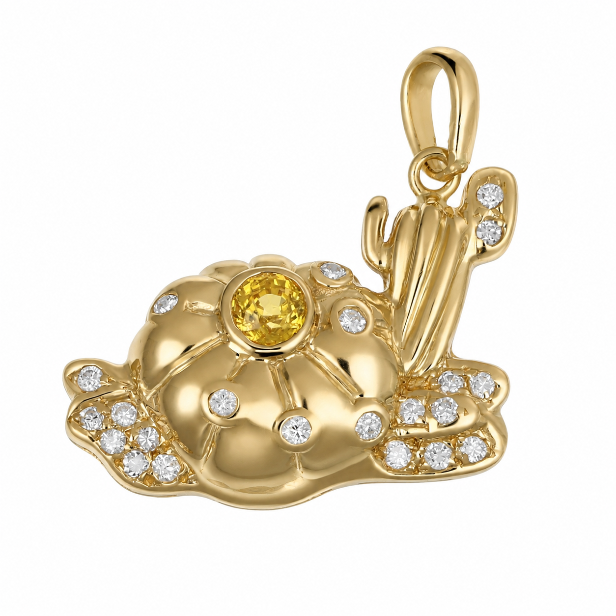 Ciondolo - 18 carati Oro giallo - 0.34ct. tw. Quarzo - Diamante - Made in Italy - Handmade
