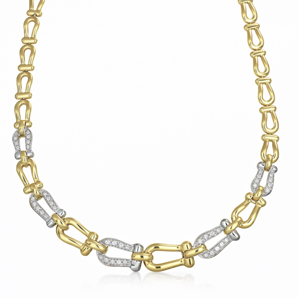Collana - 18 carati Oro giallo, Oro bianco Diamante (Naturale)
