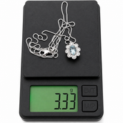 Collana con ciondolo - 18 carati Oro bianco- 0.84ct. tw. Acquamarina - Diamante - Made in Italy - HandMade