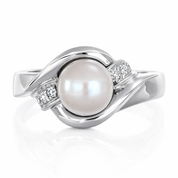 Anello - 18 carati Oro bianco - 0.54ct. tw. Diamante (Naturale) - Perla Tahiti 14.20 mm