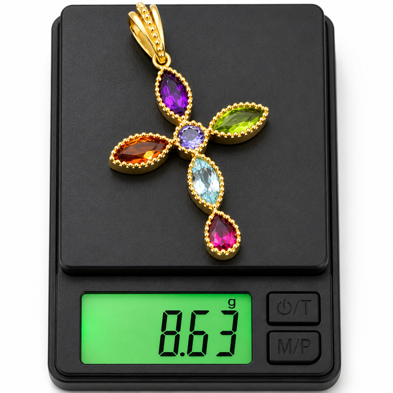 Ciondolo - 18 carati Oro giallo, Ametista- Quarzo- Peridoto- Acquamarina - Tanzanite - Rodolite - 6.10ct. tw. - Made in Italy - Handmade
