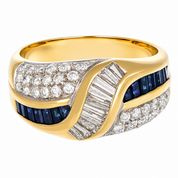 Anello - 18 carati Oro giallo, Oro bianco - 2.00ct. tw. Zaffiro - Diamante - Made in Italy - Handmade