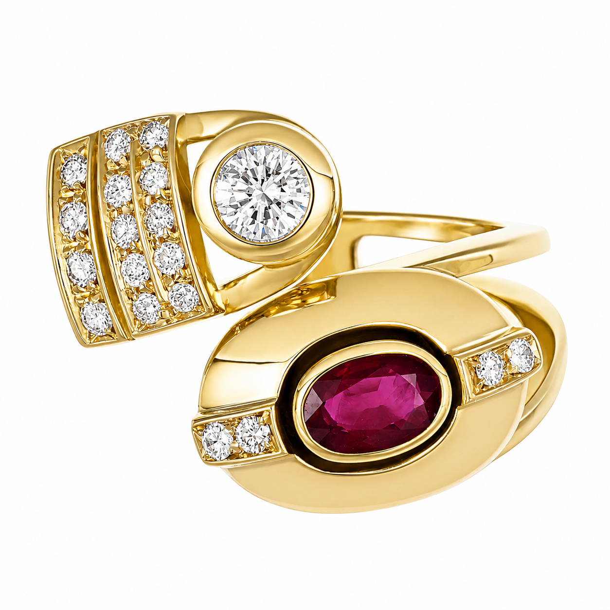 Anello - 18 carati Oro giallo - 1.40ct. tw. Rubino - Diamante - Made in Italy - Handmade