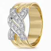 Anello - 18 carati Oro giallo, Oro bianco Diamante (Naturale)