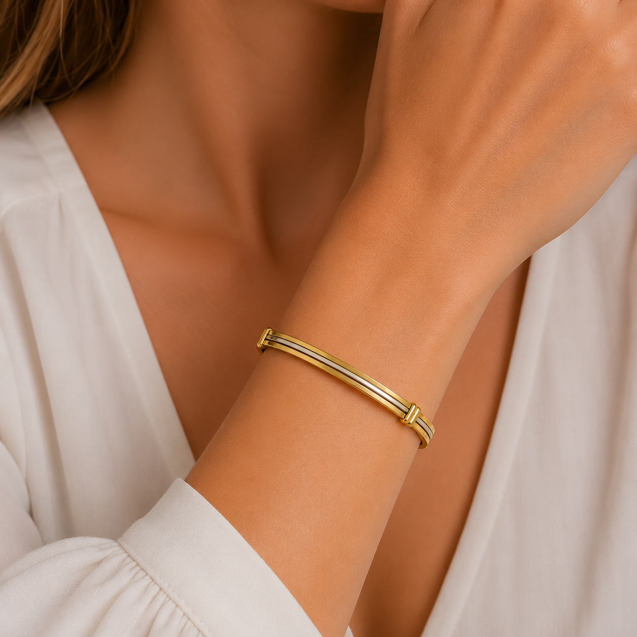 Bracciale - 18 carati Oro giallo, Oro bianco - Made inItaly - Handmade