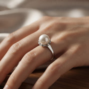 Anello - 18 carati Oro bianco - Perla - Made in Italy - Handmade
