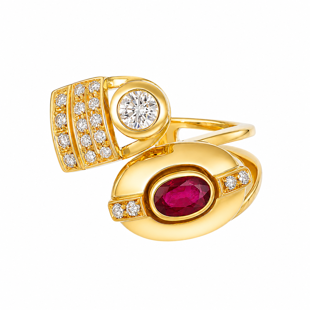 Anello - 18 carati Oro giallo - 1.40ct. tw. Rubino - Diamante - Made in Italy - Handmade