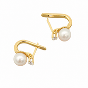 Orecchini - 18 carati Oro giallo - 0.20ct. tw. Diamante (Naturale) - Perla - Made in Italy - Handmade