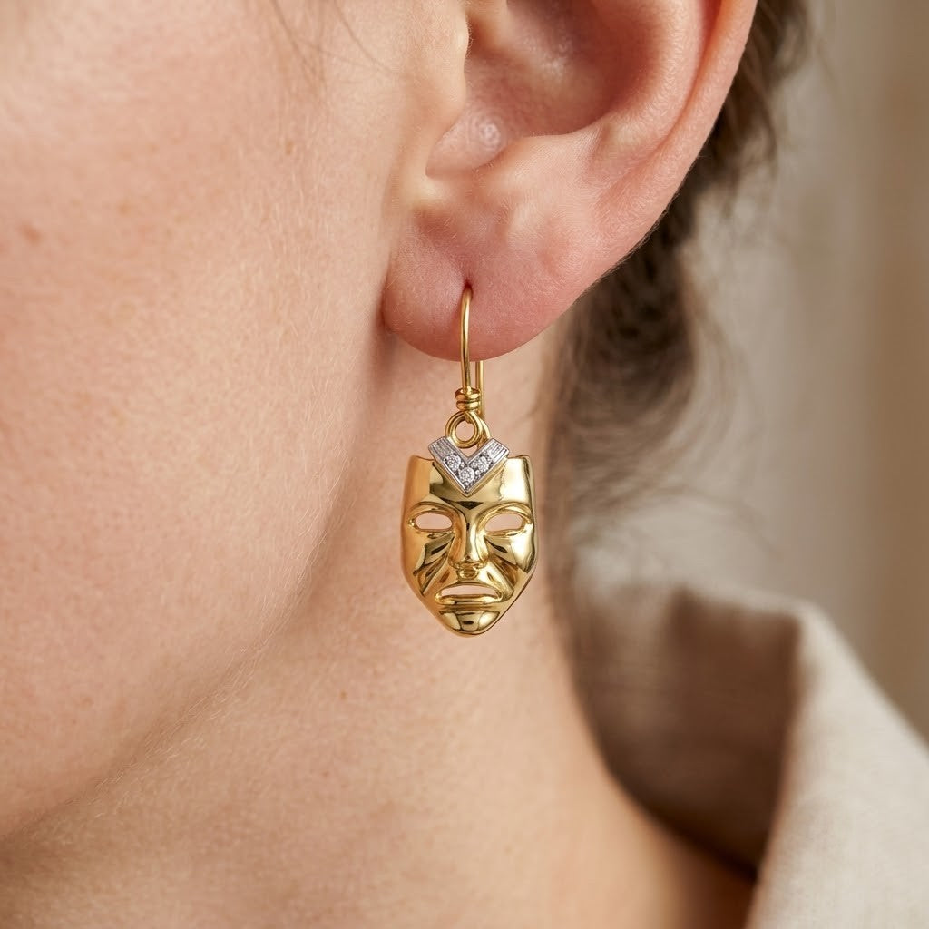 Orecchini - 18 carati Oro bianco, Oro giallo - 0.06ct. tw. Diamante (Naturale) - Made in Italy - Handmade