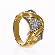 Anello - 18 carati Oro bianco, Oro giallo - 0.11ct. tw. Diamante (Naturale)