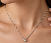 Collana con ciondolo - 18 carati Oro bianco - 0.05ct. tw. Diamante (Naturale) - Made in Italy - Handmade
