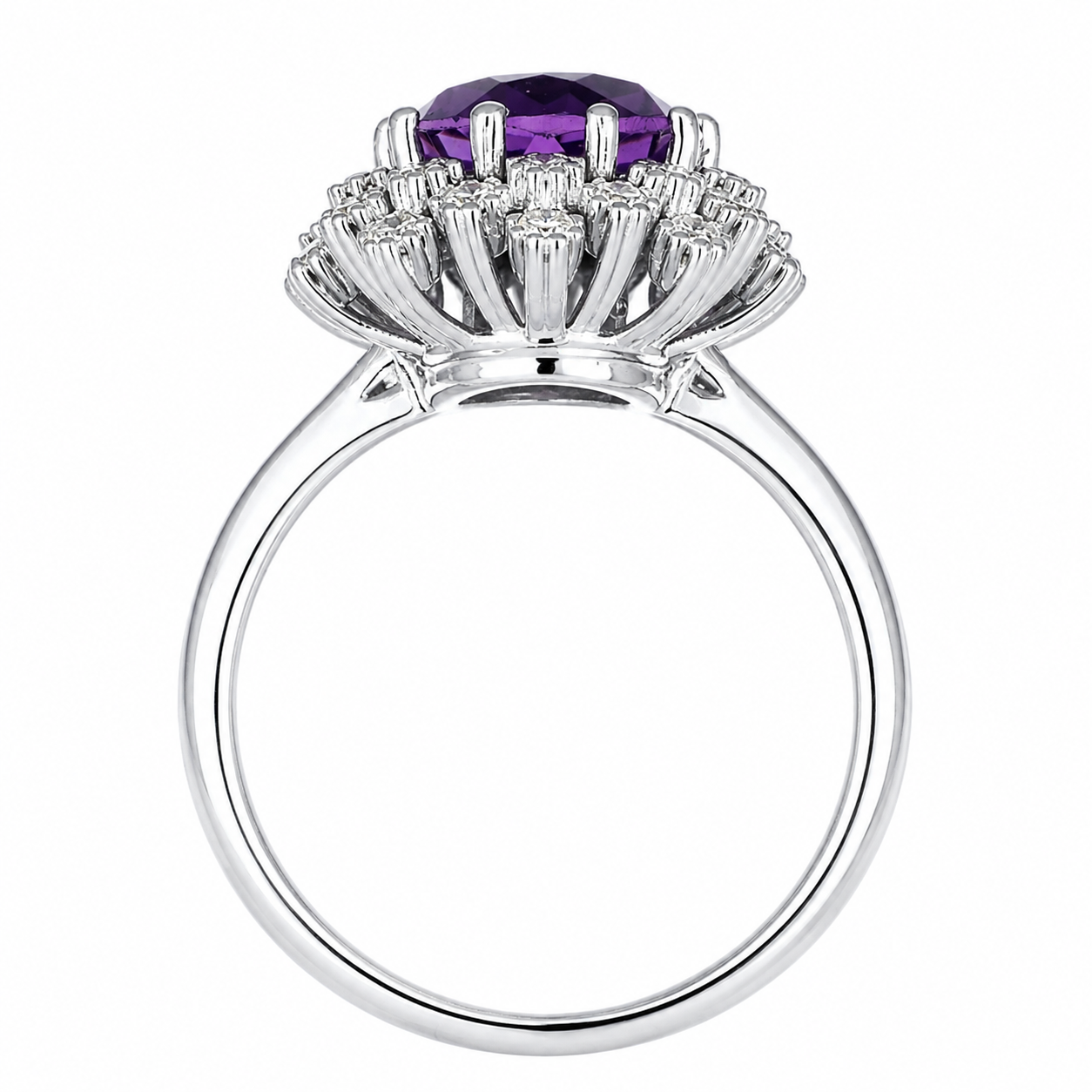 Anello - 18 carati Oro bianco- 3.05ct. tw. Ametista - Diamante - Made in Italy - Handmade