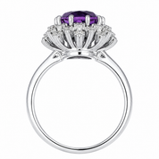 Anello - 18 carati Oro bianco- 3.05ct. tw. Ametista - Diamante - Made in Italy - Handmade