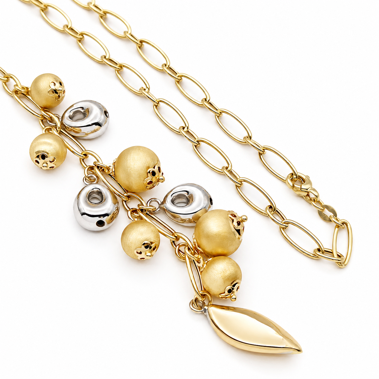 Collana con ciondolo - 18 carati Oro giallo, Oro bianco - Made in Italy - Handmade