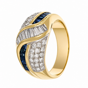 Anello - 18 carati Oro giallo, Oro bianco - 2.00ct. tw. Zaffiro - Diamante - Made in Italy - Handmade