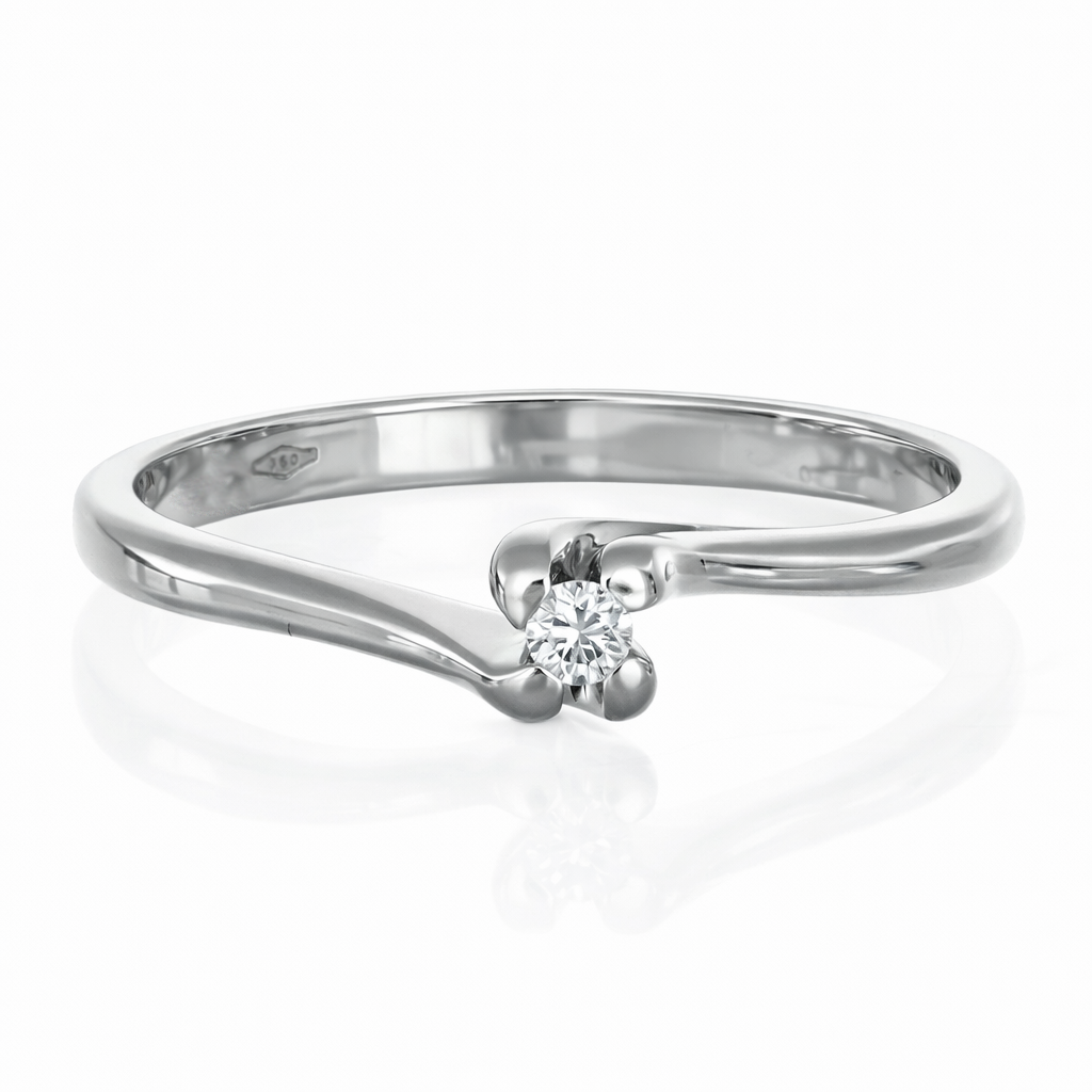 Anello - 18 carati Oro bianco Diamante (Naturale)
