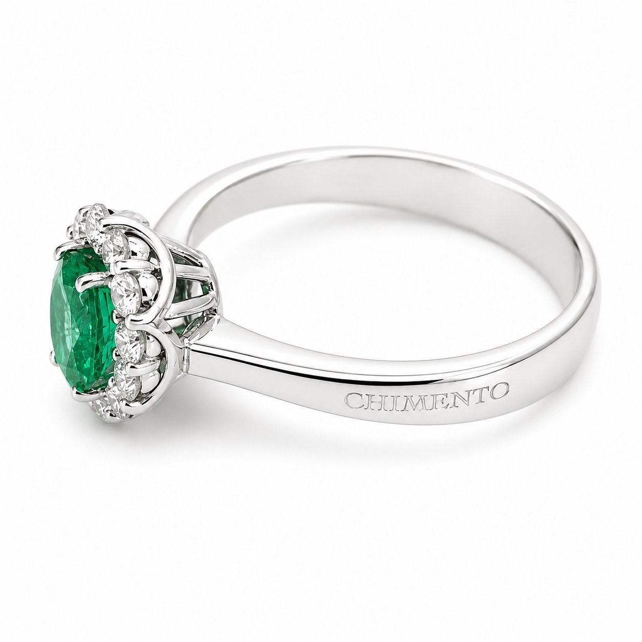 Anello - 18 carati Oro bianco - 1.15ct. tw. Smeraldo - Diamante - Made in Italy - Handmade