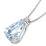 Collana con ciondolo - 18 carati Oro bianco - 1.98ct. tw. Acquamarina - Diamante