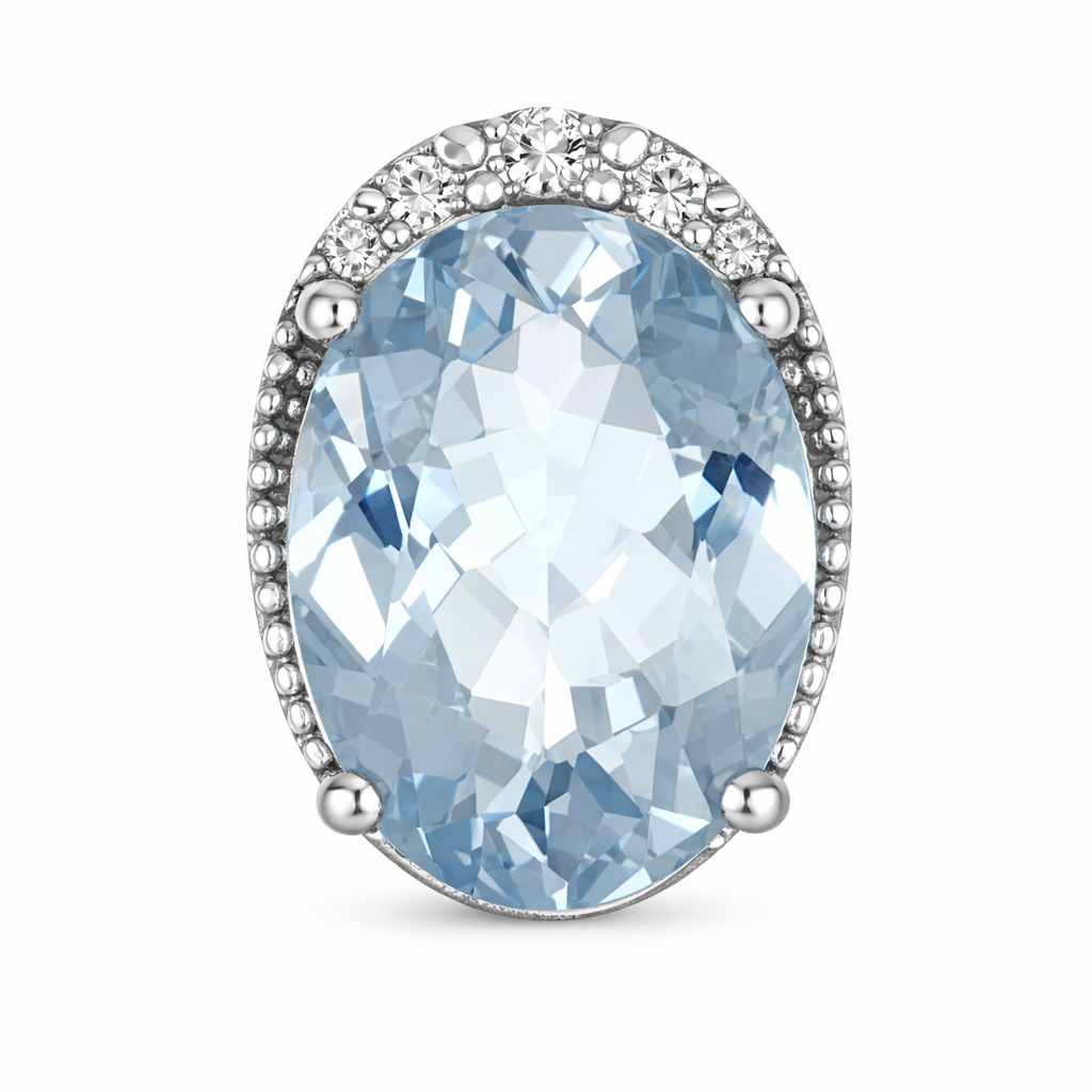 Orecchini - 18 carati Oro bianco Acquamarina - Diamante