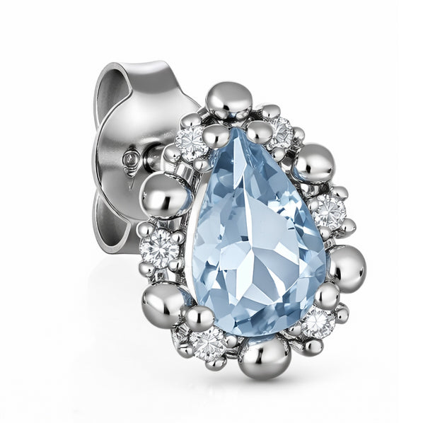 Orecchini - 18 carati Oro bianco Acquamarina - Diamante