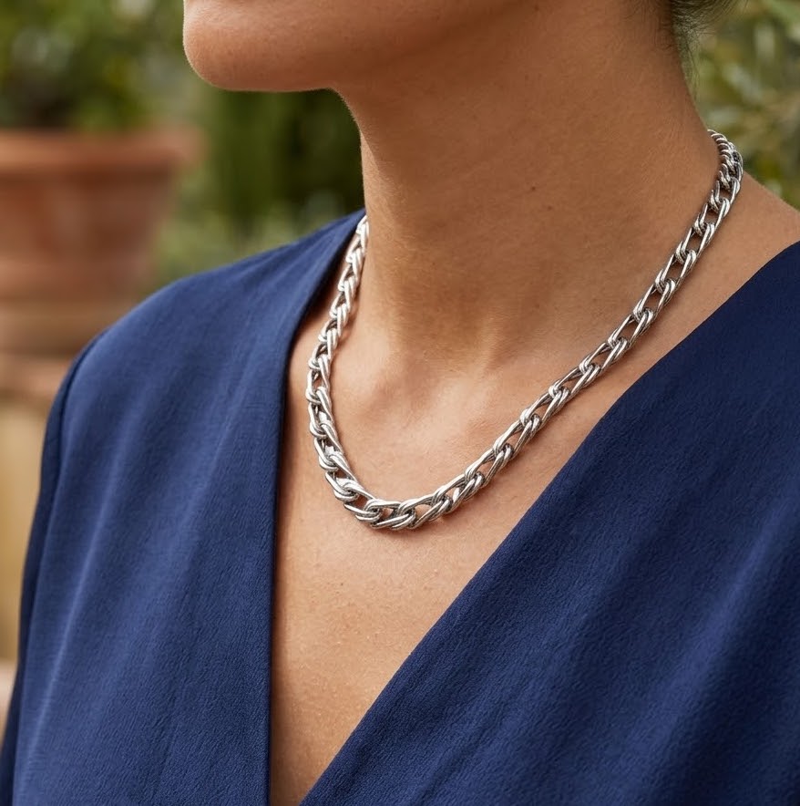 Collana - 18 carati Oro bianco - Made in Italy - Handmade