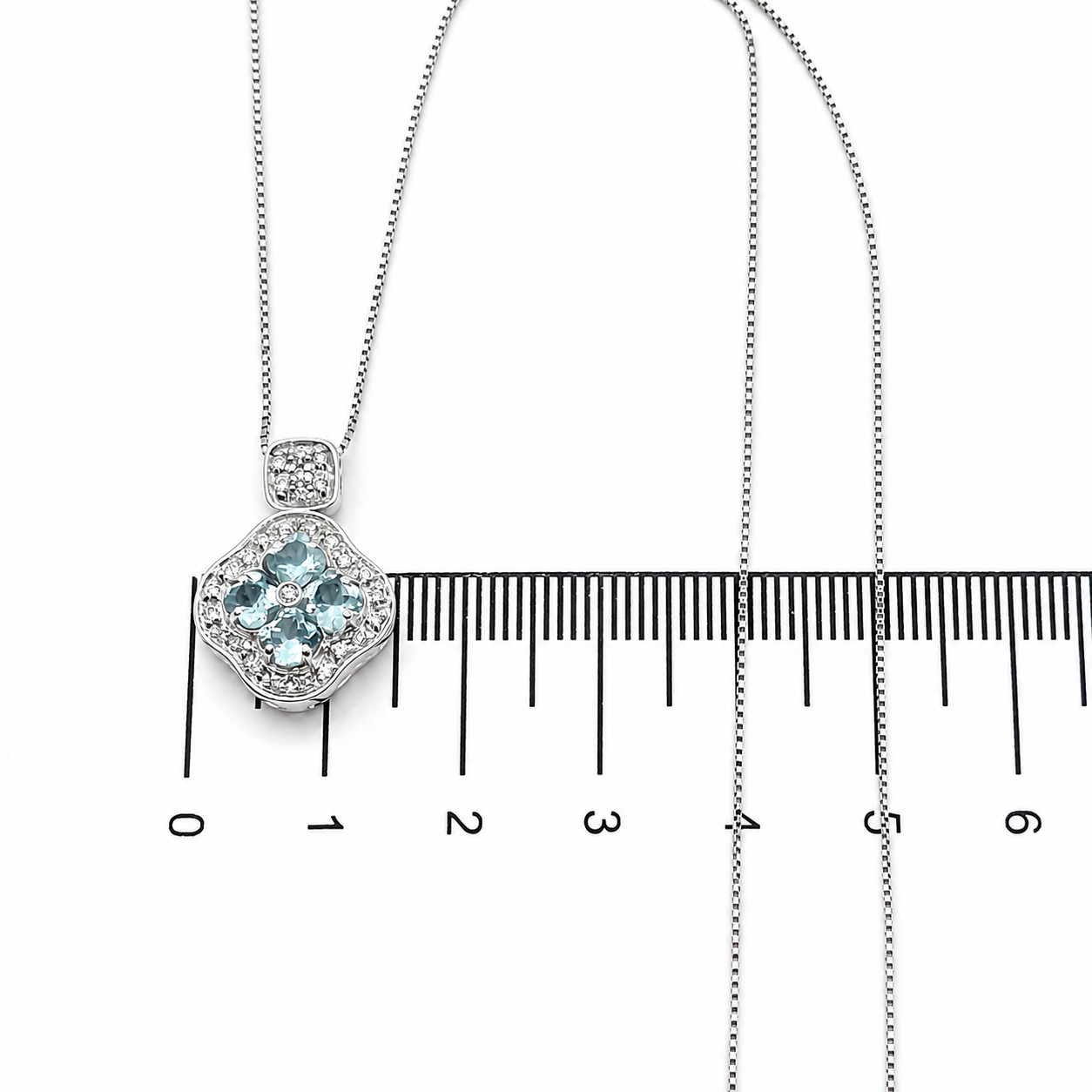 Collana con ciondolo - 18 carati Oro bianco - 1.48ct. tw. Acquamarina - Diamante