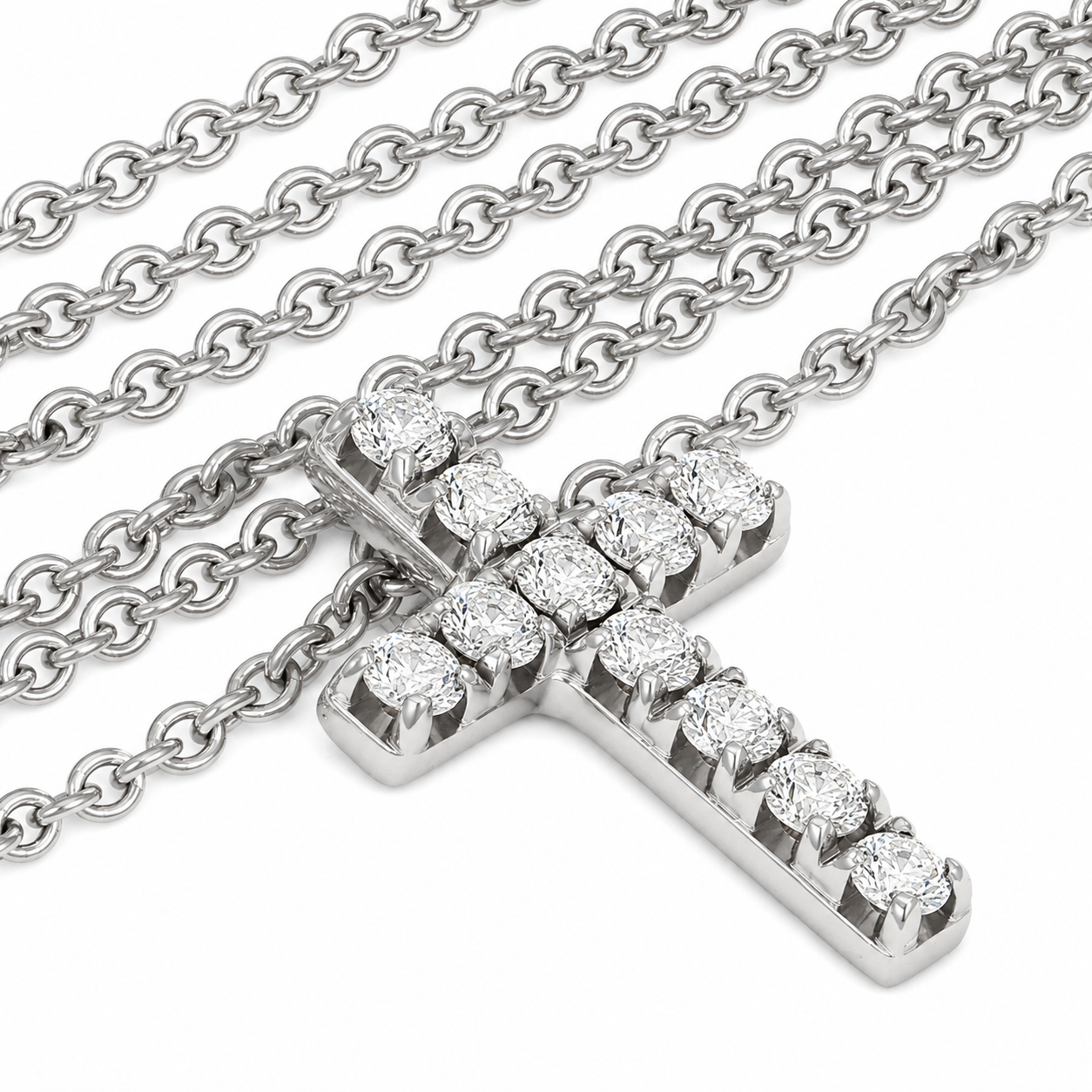 Collana con ciondolo - 18 carati Oro bianco - 0.165ct. tw. Diamante (Naturale) - Made in Italy - Handmade