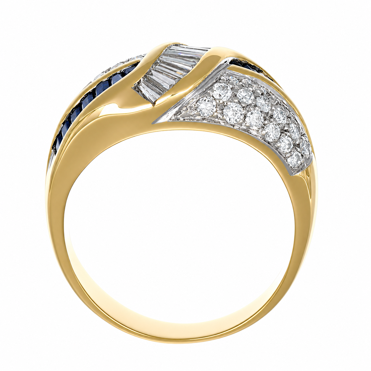 Anello - 18 carati Oro giallo, Oro bianco - 2.00ct. tw. Zaffiro - Diamante - Made in Italy - Handmade