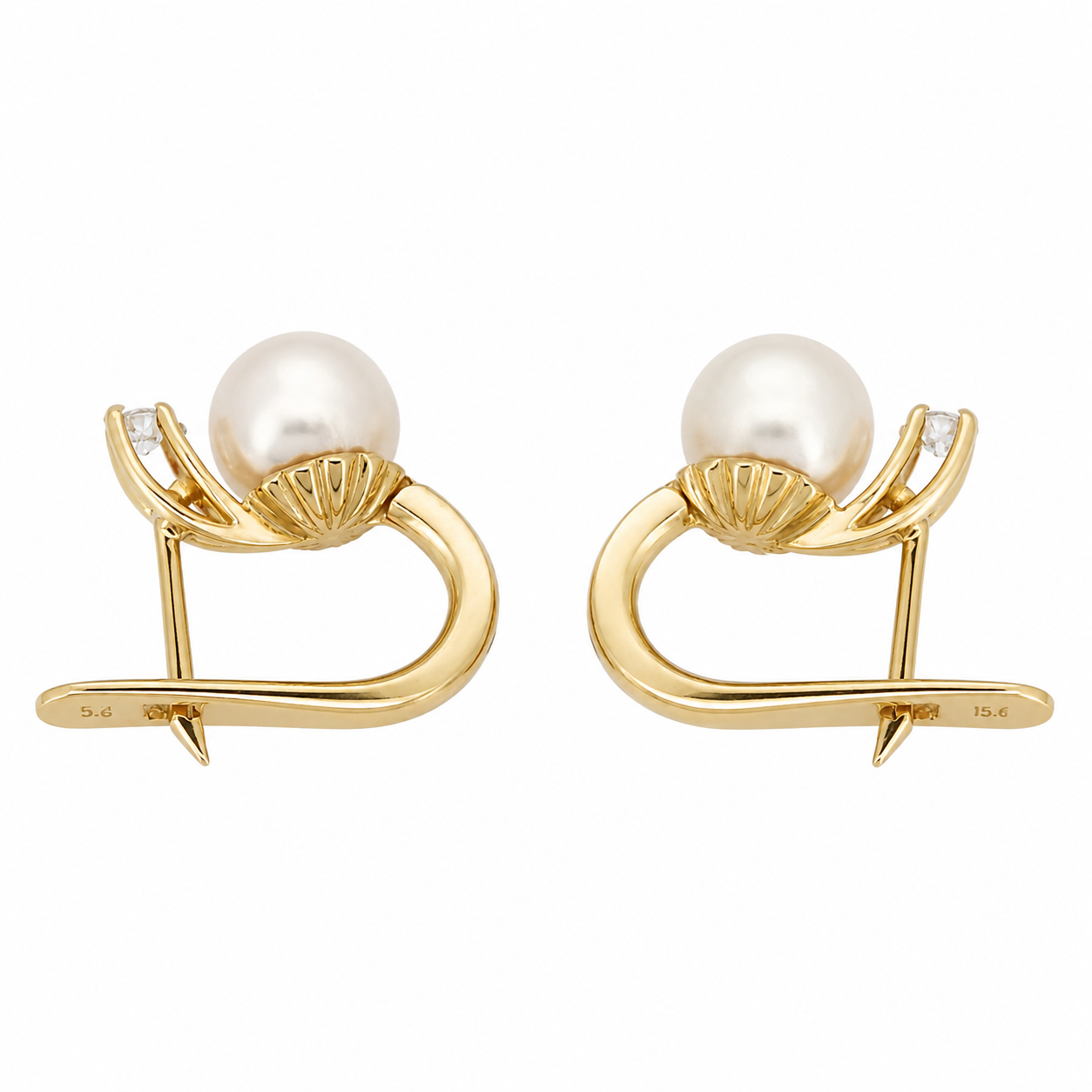 Orecchini - 18 carati Oro giallo - 0.20ct. tw. Diamante (Naturale) - Perla - Made in Italy - Handmade