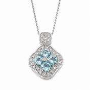 Collana con ciondolo - 18 carati Oro bianco - 1.48ct. tw. Acquamarina - Diamante