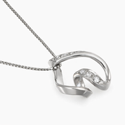 Collana con ciondolo - 18 carati Oro bianco - 0.07ct. tw. Diamante (Naturale)