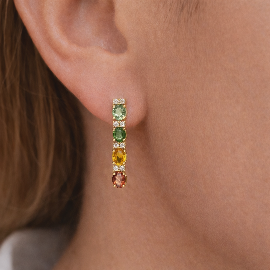 Ciondolo - 18 carati Oro giallo - 1.42ct. tw. Zaffiro - Diamante