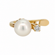 Orecchini - 18 carati Oro giallo - 0.20ct. tw. Diamante (Naturale) - Perla - Made in Italy - Handmade