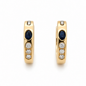 Orecchini - 18 carati Oro giallo - 0.16ct. tw. Zaffiro - Diamante - Made in Italy - Handmade