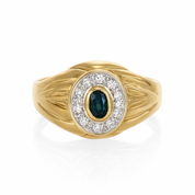 Anello - 18 carati Oro bianco, Oro giallo - 0.23ct. tw. Zaffiro - Diamante