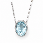Collana con ciondolo - 18 carati Oro bianco - 0.66ct. tw. Acquamarina - Diamante