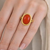 Anello - 18 carati Oro giallo Corallo