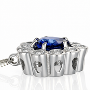 Collana con ciondolo - 18 carati Oro bianco - 1.06ct. tw. Zaffiro - Diamante