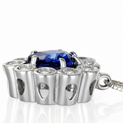 Collana con ciondolo - 18 carati Oro bianco - 1.06ct. tw. Zaffiro - Diamante