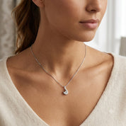 Collana con ciondolo - 18 carati Oro bianco - 0.03ct. tw. Diamante (Naturale) - Made in Italy - Handmade