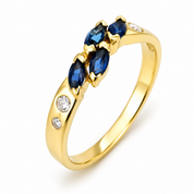 Anello - 18 carati Oro giallo, Rubino - Zaffiro - Smeraldo - Diamanti - 1.50ct. tw. - Made in Italy - Handmade