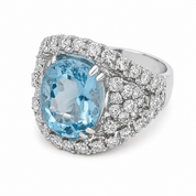 Anello - 18 carati Oro bianco, - 8.32ct. tw. Topazio - Diamante - Made in Italy - Handmade