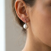 Orecchini - 18 carati Oro bianco - 0.04ct. tw. - Perla