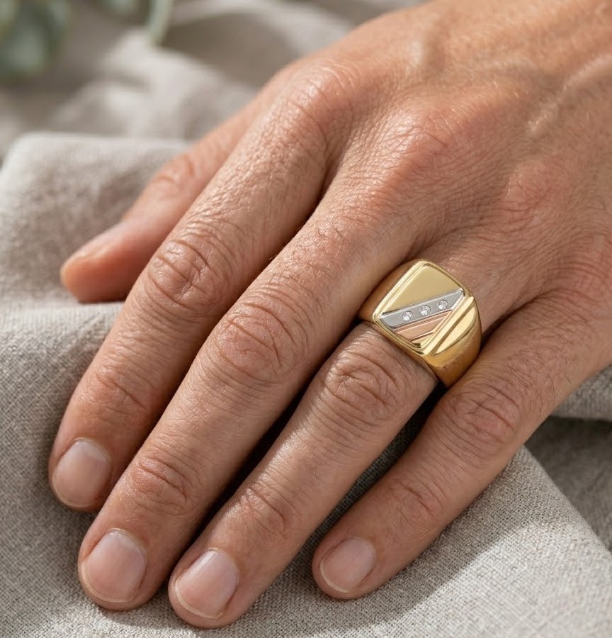 Anello - 18 carati Oro bianco, Oro giallo, Oro rosa - 0.03ct. tw. Diamante (Naturale) - Made in Italy - Handmade