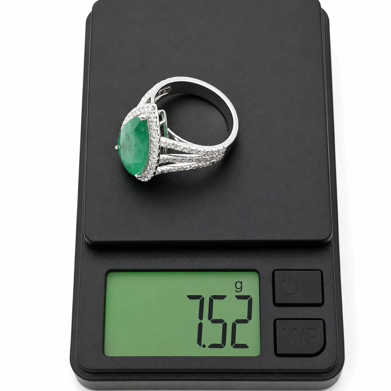 Anello - 18 carati Oro bianco - 5.20ct. tw. Smeraldo - Diamante